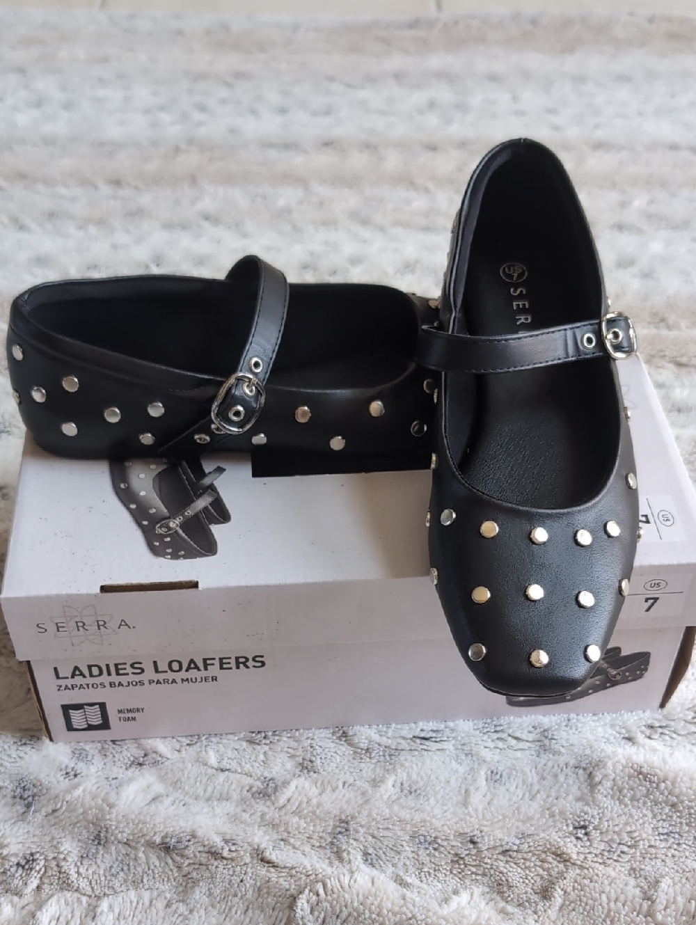 Serra Studded Memory Foam Mary Jane Flats
